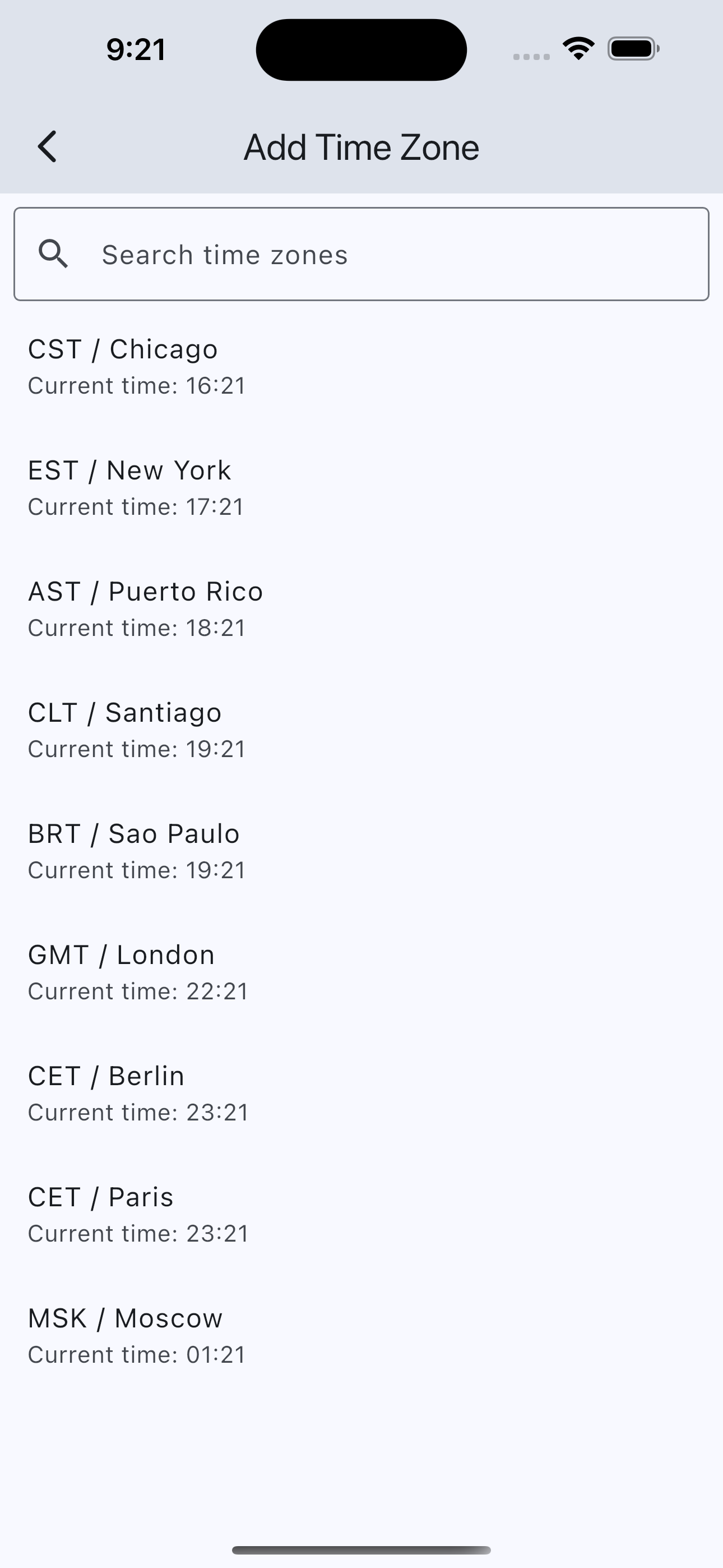 Global Time Zone Converter converted results